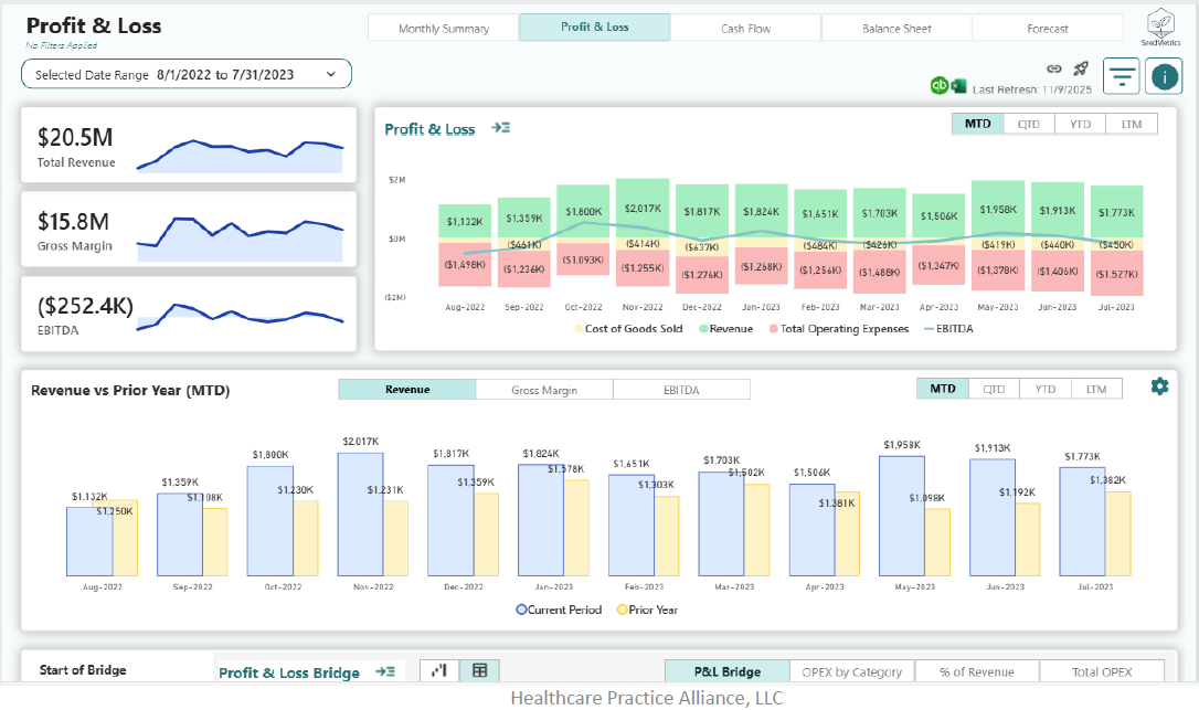 Profit & Loss Dashboard Example